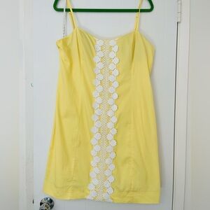 EUC Lilly Pulitzer yellow Shelli stretch dress shell lace 16 14